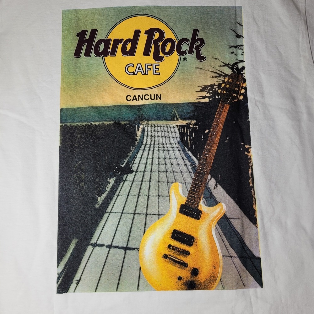 NWT Hard‎ Rock Cafe Cancun Mexico Shirt Mens XL  White Short Sleeve
